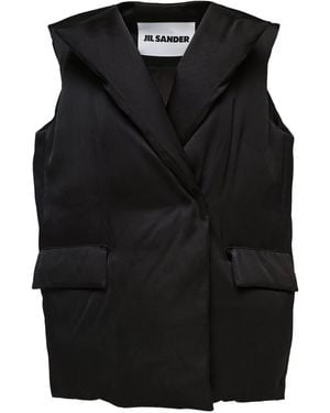 Jil Sander Quilted Lapels Vest - Black