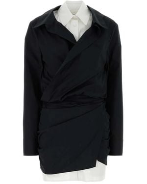 The Attico Poplin Wrap Dress - Black