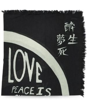 Kapital Giant Peace Frayed Scarf - Black