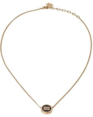 Miu Miu Collana Con Pendente Logo - Neutro