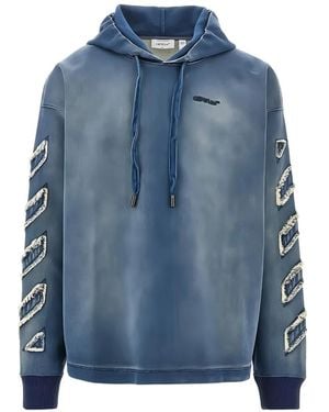Off-White c/o Virgil Abloh Diagonals Frayed Hoodie - Blue