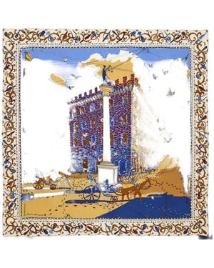Ferragamo Palazzo Graphic-Print Scarf - Blue