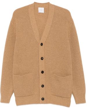 Malo Gerippter Cardigan Mit V-Ausschnitt - Natur