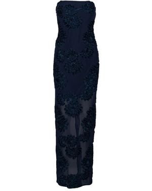 ROTATE BIRGER CHRISTENSEN フローラルメッシュ マキシドレス - ブルー
