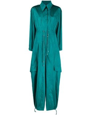 Alberta Ferretti Taffeta Drawstring-Waist Jumpsuit - Green