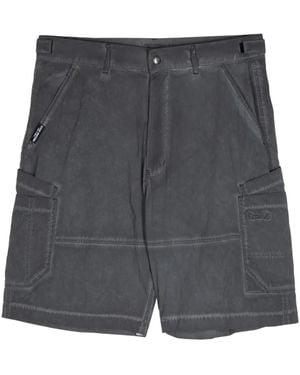Izzue Logo-Embroidered Faded-Effect Shorts - Grey