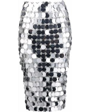 Rabanne Mirror-Effect Sequin Midi Skirt - Gray