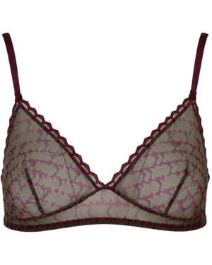 Laura Urbinati Soutien-Gorge En Tulle À Motif - Brown