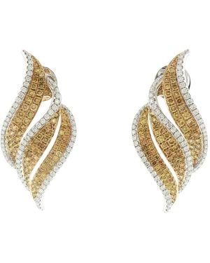 HYT Jewelry Ohrringe Mit Diamant-Blattmotiv - Mettallic
