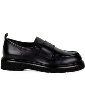 Guglielmo Rotta Leather Penny Loafers - Black