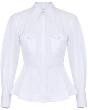 Elisabetta Franchi Cotton Poplin Shirt With Flounce - White