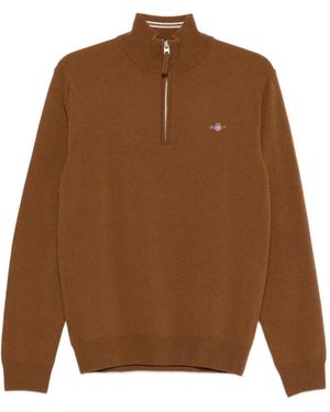 GANT ジップアップ ウールセーター - ブラウン