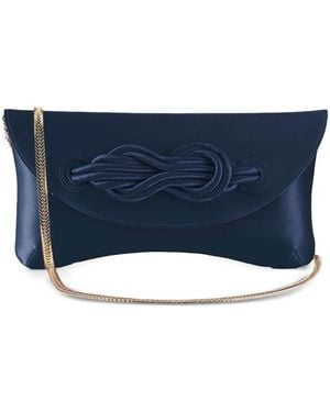 Shanghai Tang Knot-Detail Clutch Bag - Blue