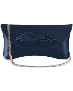 Shanghai Tang Knot-Detail Clutch Bag - Blue
