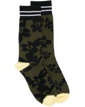 Perks And Mini Floral Striped Socks - Black