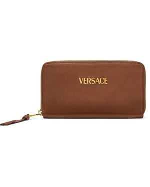 Versace Tag Long Wallet - Brown