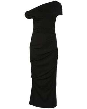 Paris Georgia Basics One-Shoulder Gathered Midi Dress - Black