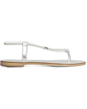 NICOLAS LAINAS Crystal-Embellished Metallic Sandals - White