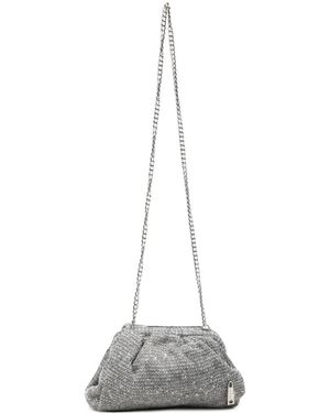 La Milanesa Sequin-Embellished Knitted Clutch Bag - White
