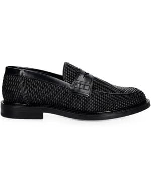 Filling Pieces Reed Woven-Design Penny Loafers - Black