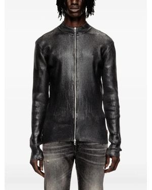 DIESEL K-Dargy-D Ribbed Zip-Up Cardigan - Black