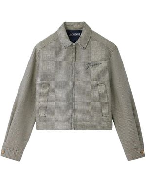 Jacquemus The Canevas De-Nîmes Zip-Up Embroidered Jacket - Gray