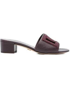 Dolce & Gabbana Logo-Strass Sandals - Purple