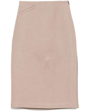 Fendi Falda midi de lino - Neutro