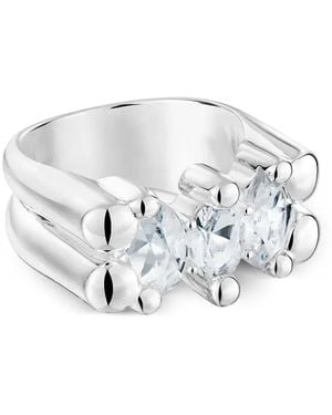 Tous Zylinderring Mit 3 Schmucksteinen - Weiß