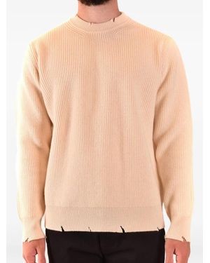 Laneus Gerippter Pullover Mit Riss-Effekt - Natur
