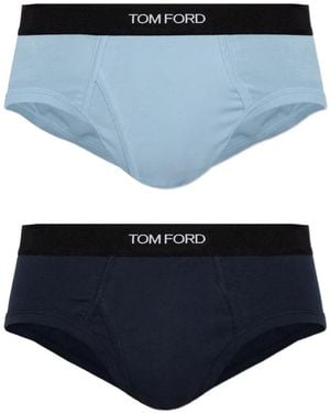Tom Ford Logo-Waistband Briefs (Set Of Two) - Blue