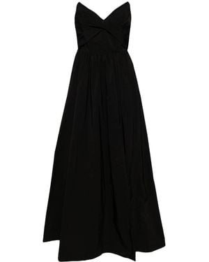 Marchesa Pleated Taffeta Gown - Black