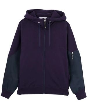 Toga Contrast-Panel Drawstring Hoodie - Blue
