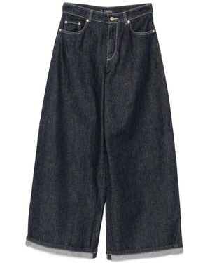 Max Mara Wide-Leg Turn-Up Jeans - Blue