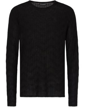 Emporio Armani Jersey de lana de canalé - Negro