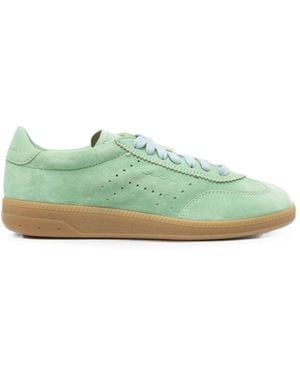 Santoni Perforated-Detail Suede Sneakers - Green