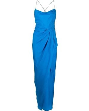 GAUGE81 Shiroi Draped Silk Maxi Dress - Blue