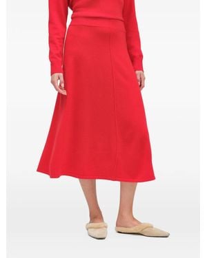 Chinti & Parker Ribbed-Knit Midi Skirt - Red