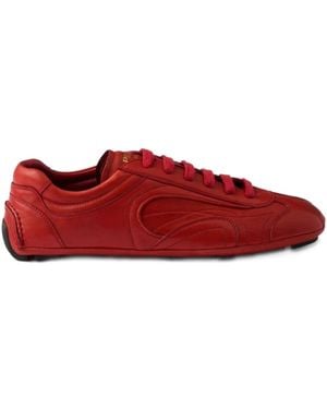 Prada Antiqued Nappa Leather Trainers - Red