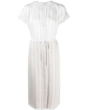 Vince Drapey Stripe Shirred Dress - White