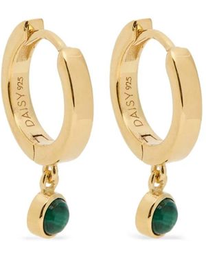 Daisy London Healing Malachite Hoop Earrings - Metallic
