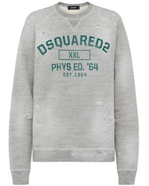DSquared² Distressed Round-Neck Sweatshirt - Grey