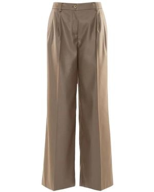 Nenette Pleated Wide-Leg Pants - Natural
