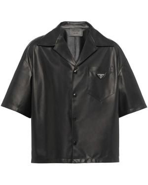 Prada Leather Bowling Shirt - Black