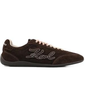 KARL LAGERFELD Logo-Embroidered Suede Sneakers - Black