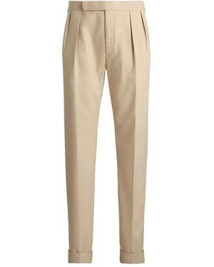 Ralph Lauren Pleated-Front Tailored Trousers - Natural