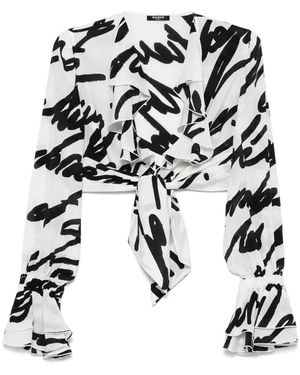 Balmain Love Letter クロップドジャケット - ブラック