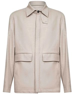 D4.0 Buttoned-Collar Shirt Jacket - Natural