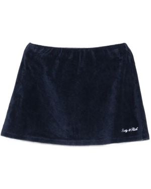 Sporty & Rich Minijupe En Tissu Éponge À Logo Brodé - Blue