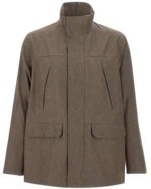 Herno High-Collar Flap-Pockets Parka - Brown